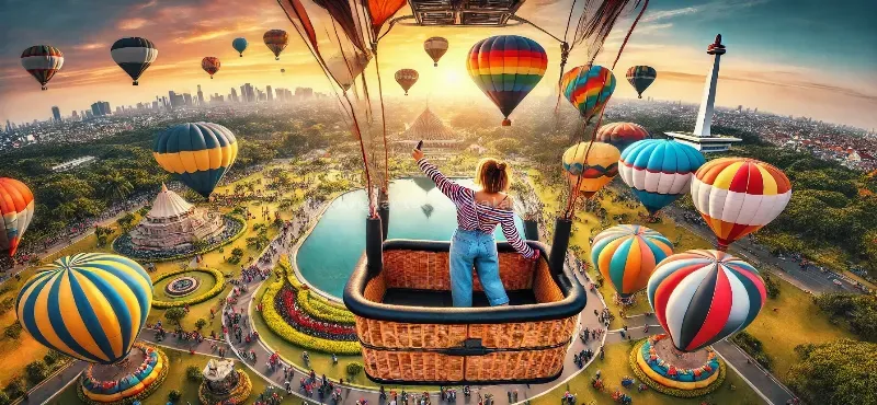 Ria Ricis Merasakan Sensasi Swafoto di Balon Udara Taman Mini Indonesia Indah